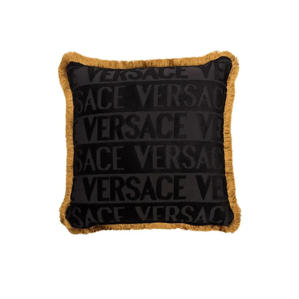 Versace LogoMania Medusa Kissen Pillow Cushion 17 x 17 Schwarz Gold Reticket Tag